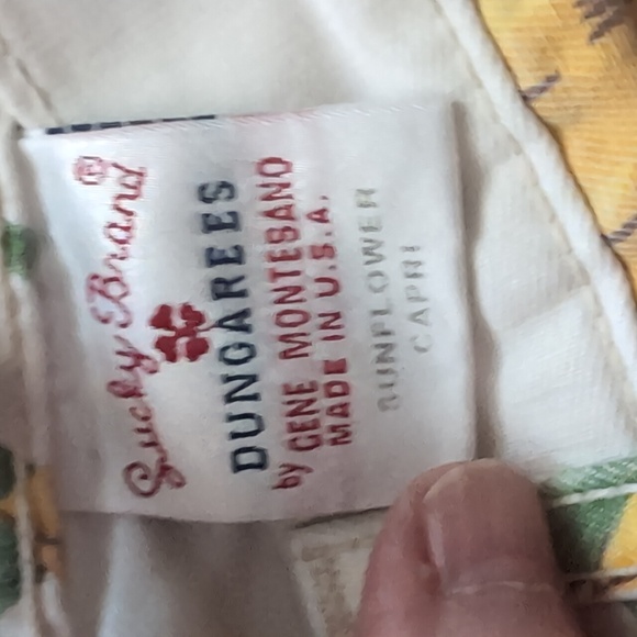 Cropped Lucky Brand Dungarees by Gene Montesano Vintage Sunflowers Size 2 - Picture 7 of 9